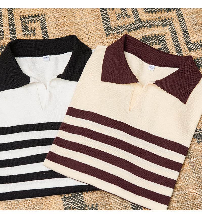 Slim Fit Lyocell Polo Shirt - Breathable Striped Short Sleeve Style - Buy Center