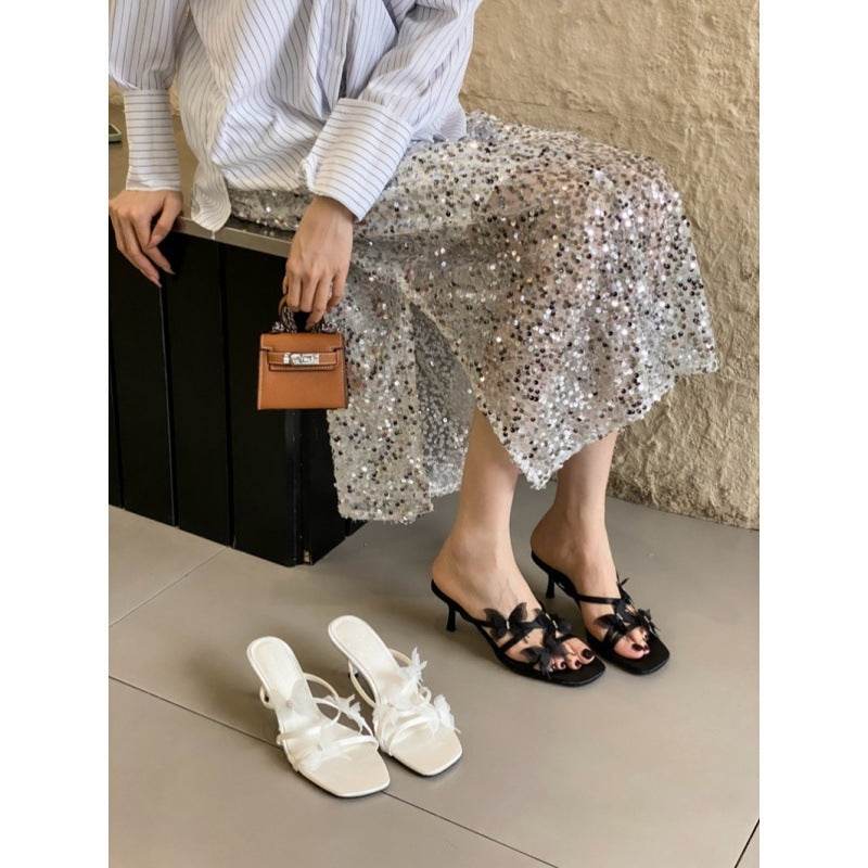 Elegant Square Toe High Heel Slippers - Stylish Women's Sandals 2025 - Buy Center