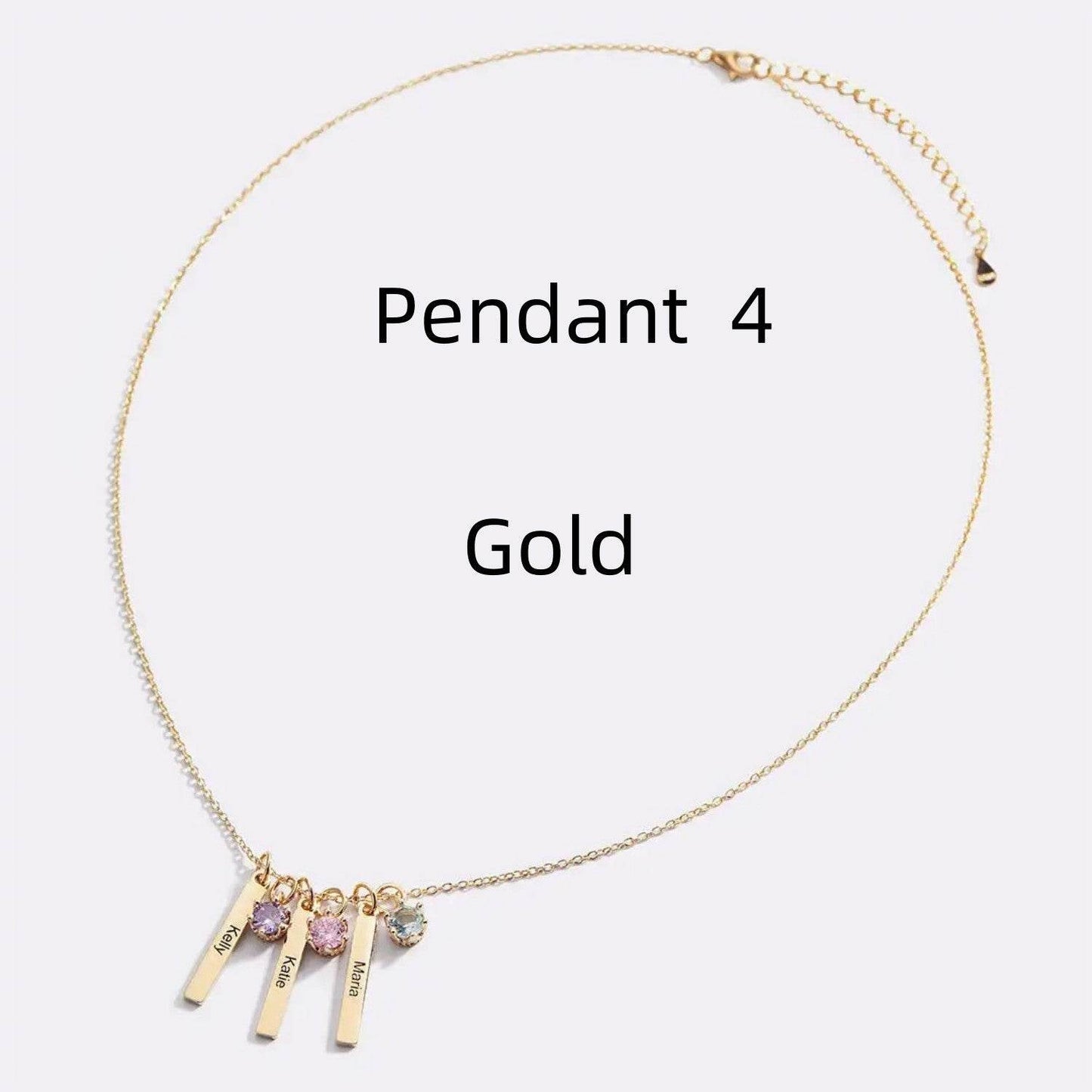 Personalized Mini Bar Birthday Stone Necklace - Custom Stainless Steel Pendant - Buy Center