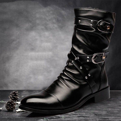 Stylish Men's Pointed Toe Wellingtons - Warm Side Zipper Design 2025 - Buy Center