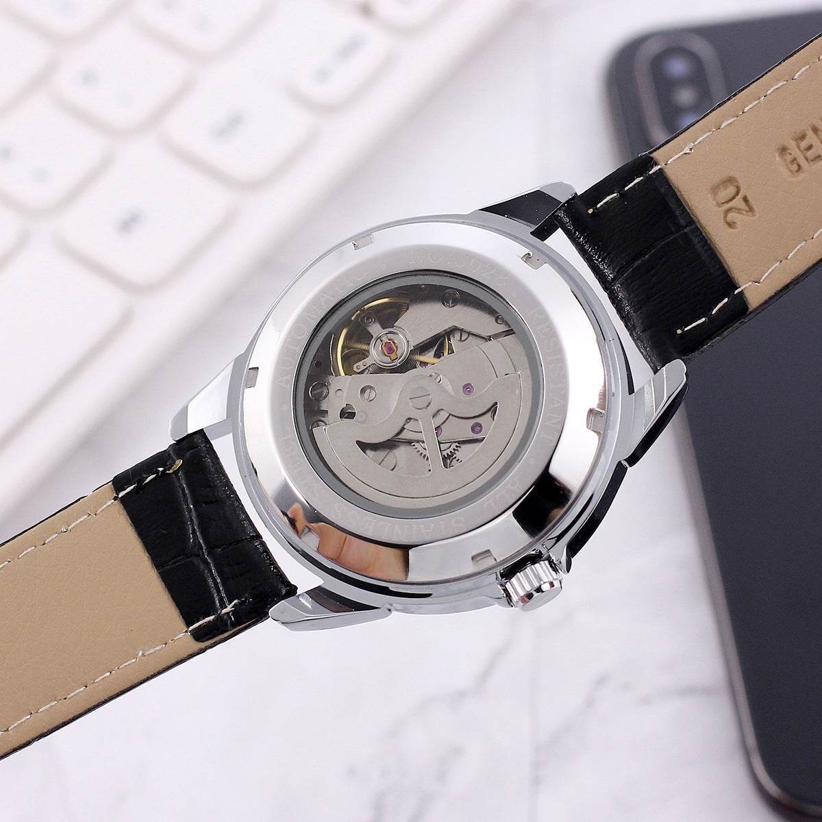 Buycenter Men's Transparent Skeleton Watch - Waterproof Mechanical Style - Buy Center