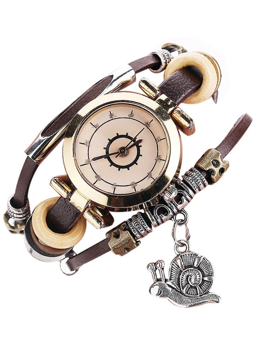 Women's Vintage Coiling Leather Bracelet Watch - Mori Style Elegant Design - Buy Center