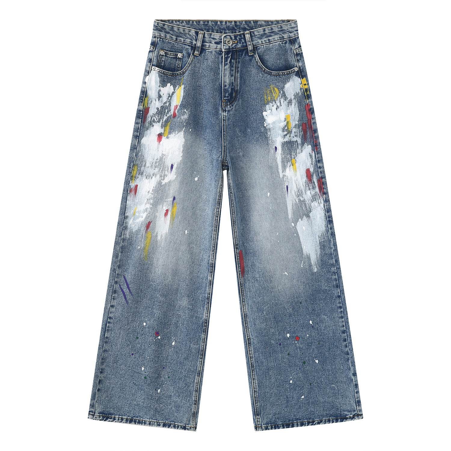 Niche Design Casual Graffiti Jeans - Loose Fit, Mid Waist for Comfort - Buy Center