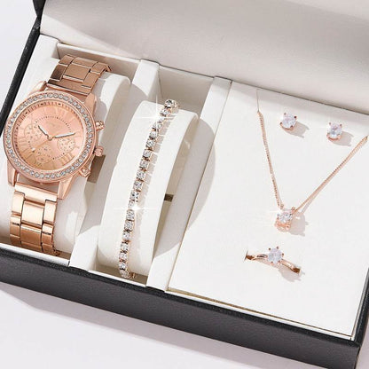 Women's Quartz Diamond-Embedded Watch - Stylish Rose Gold & Silver - Buy Center