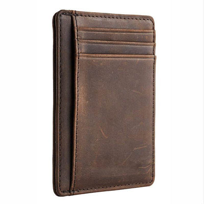 Men's Genuine Leather Anti-Theft Card Holder - Stylish & Secure Wallet - Buy Center