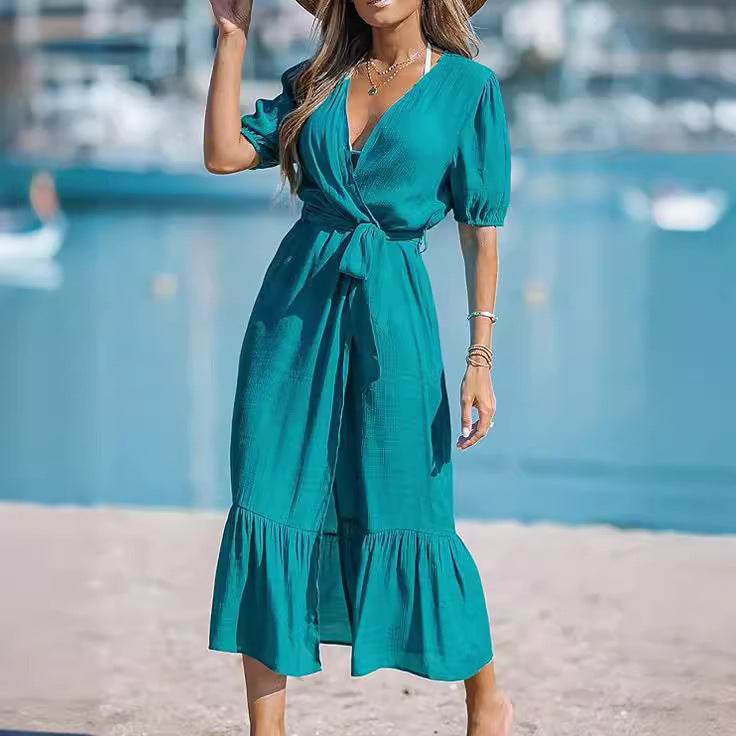 Elegant Tencel Slub Cotton Long Cardigan - Ruffled Kimono Blouse 2025 - Buy Center