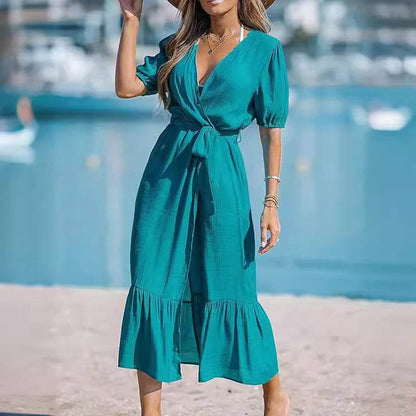 Elegant Tencel Slub Cotton Long Cardigan - Ruffled Kimono Blouse 2025 - Buy Center