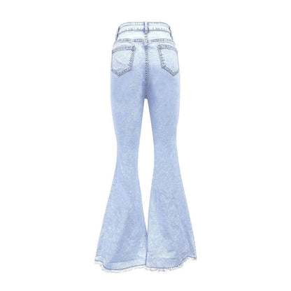 Trendy High Waist Pearl Jeans - Stretch Denim for Modern Women - Buy Center