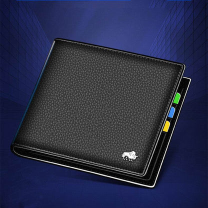 Men's Short Cowhide Wallet - Premium Leather, Multiple Card Slots, Stylish - Buy Center