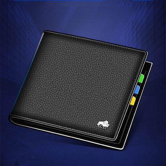 Men's Short Cowhide Wallet - Premium Leather, Multiple Card Slots, Stylish - Buy Center