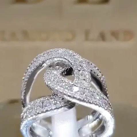 Women's DL Ring - Elegant X-Shaped Gold-Plated Ornament with Gems - Buy Center