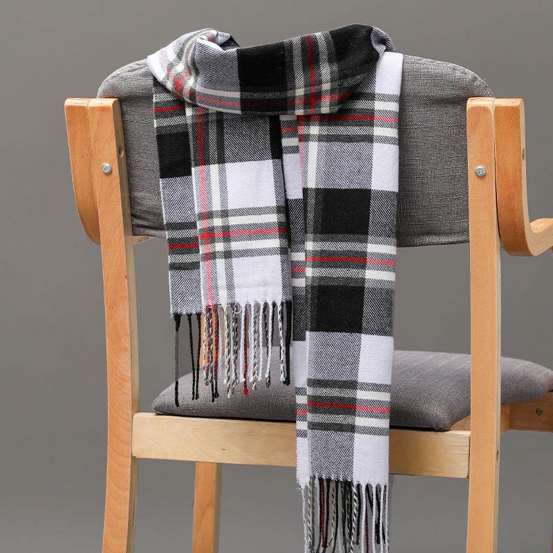 British Plaid Cashmere Scarf - Stylish Tassels, Perfect for Couples & Families - Buy Center