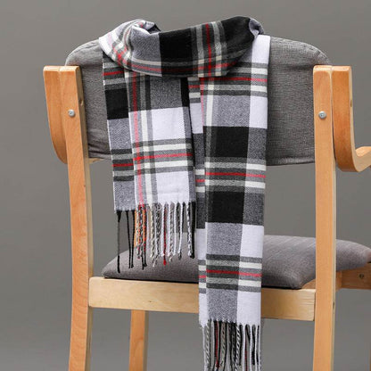 British Plaid Cashmere Scarf - Stylish Tassels, Perfect for Couples & Families - Buy Center