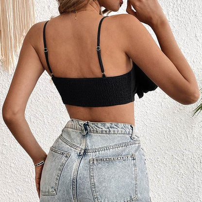 Buycenter Black Flower Camisole - Sexy Adjustable Sling Style Top - Buy Center