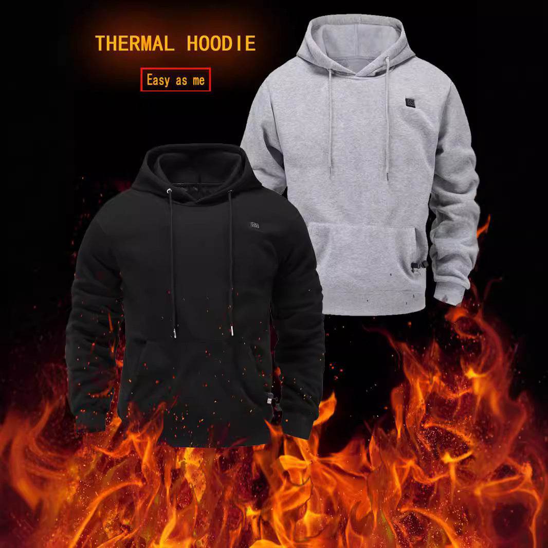 Men's USB Heating Brushed Hoodie - Warm Pullover for Cold Weather 2025 - Buy Center