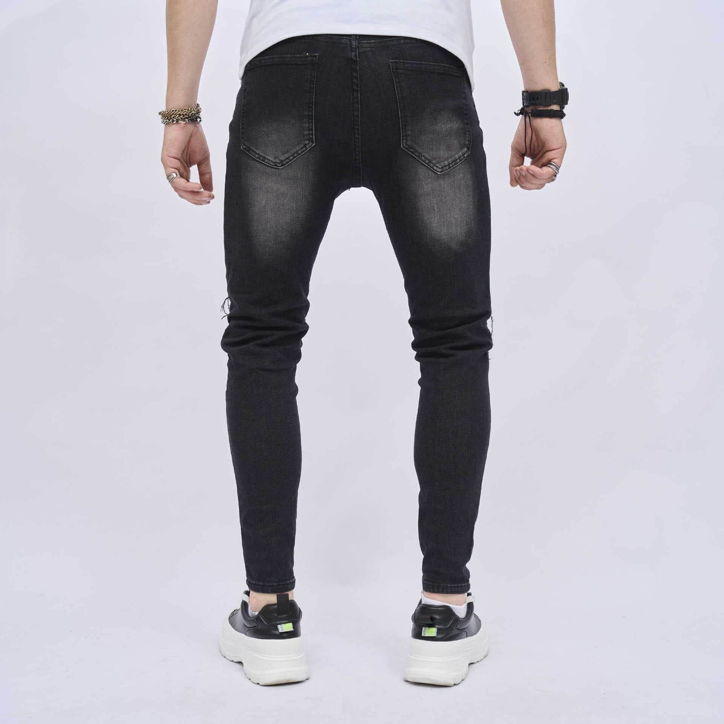 Men's Ripped Slim Stretch Jeans - Casual Denim for Everyday Style - Buy Center