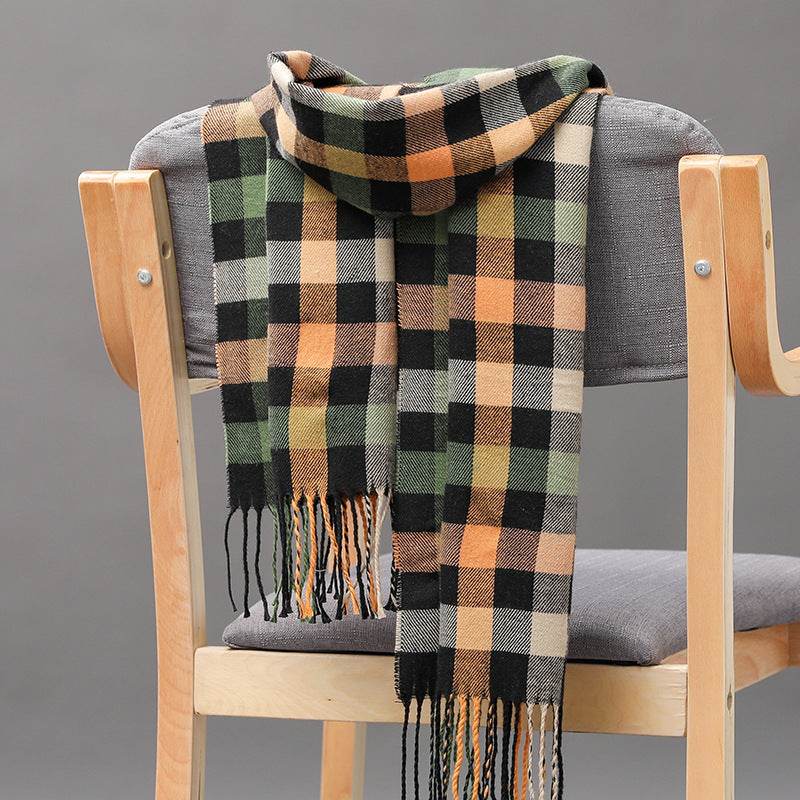British Plaid Cashmere Scarf - Stylish Tassels, Perfect for Couples & Families - Buy Center