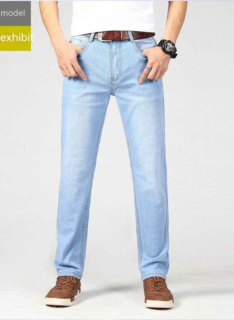 Men's Straight-Leg Jeans - Light Blue Cotton Pants for Spring Style - Buy Center