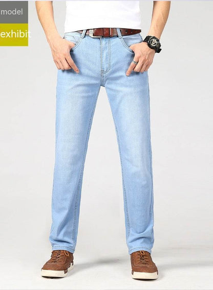 Men's Straight-Leg Jeans - Light Blue Cotton Pants for Spring Style - Buy Center