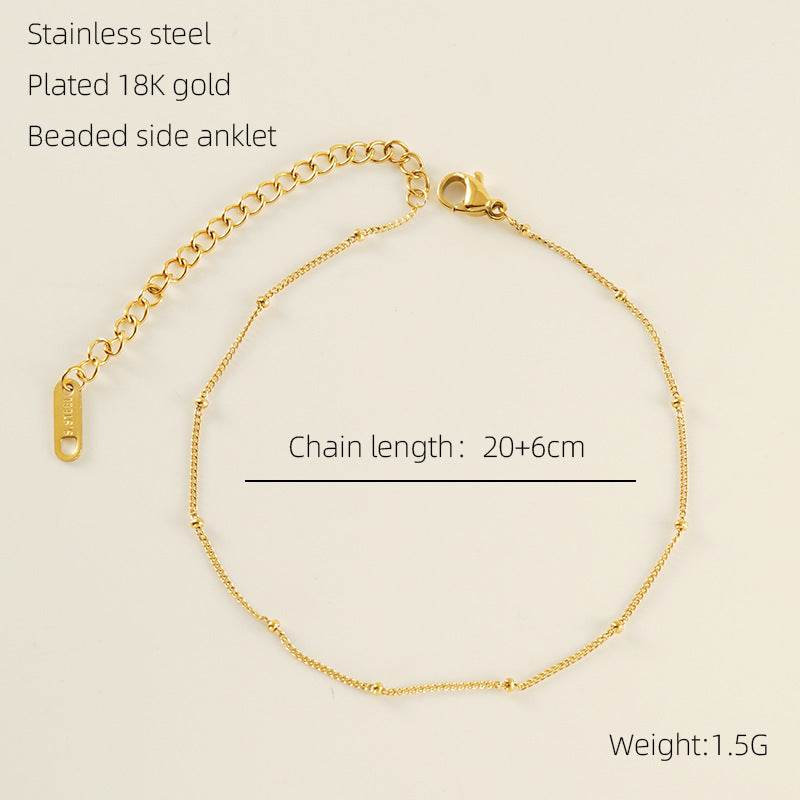 Elegant Stainless Steel Bead Anklet - Geometric Design for Women - Buy Center