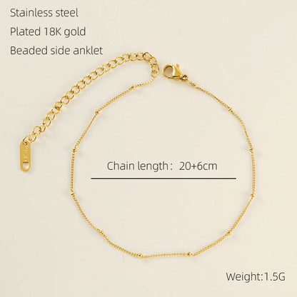 Elegant Stainless Steel Bead Anklet - Geometric Design for Women - Buy Center