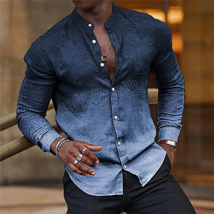 Gradient Men's Casual Long Sleeve Shirt - Slim Fit, Multiple Colors Available - Buy Center