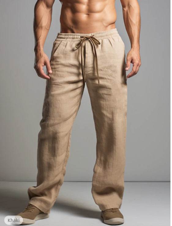 Buycenter Casual Cotton-Linen Drawstring Pants - Breathable & Comfortable - Buy Center