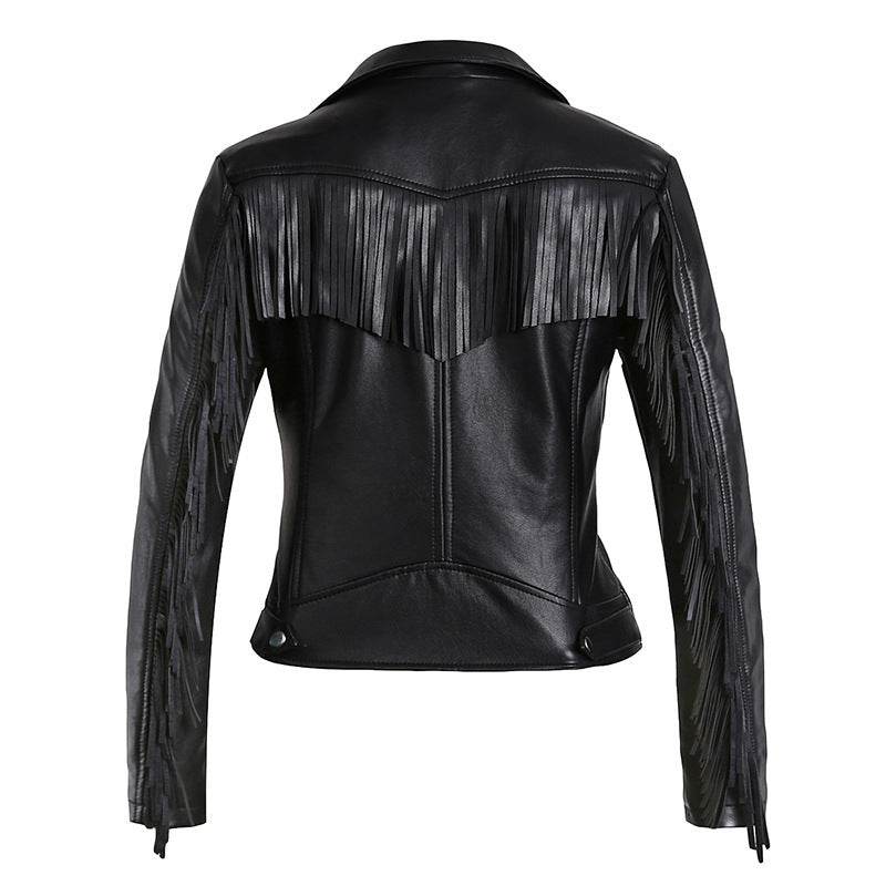 European American Leather Slim Coat - Trendy Tassel Detail & Oblique Zip - Buy Center