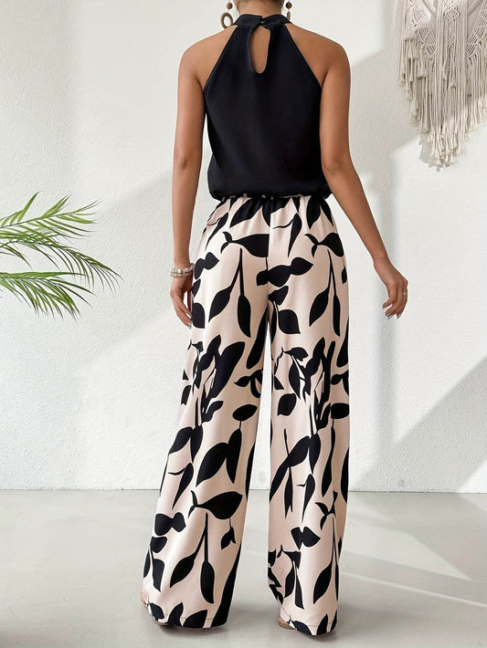 Elegant Black Halter Neck Top - Lace-up Detail for Spring/Summer - Buy Center