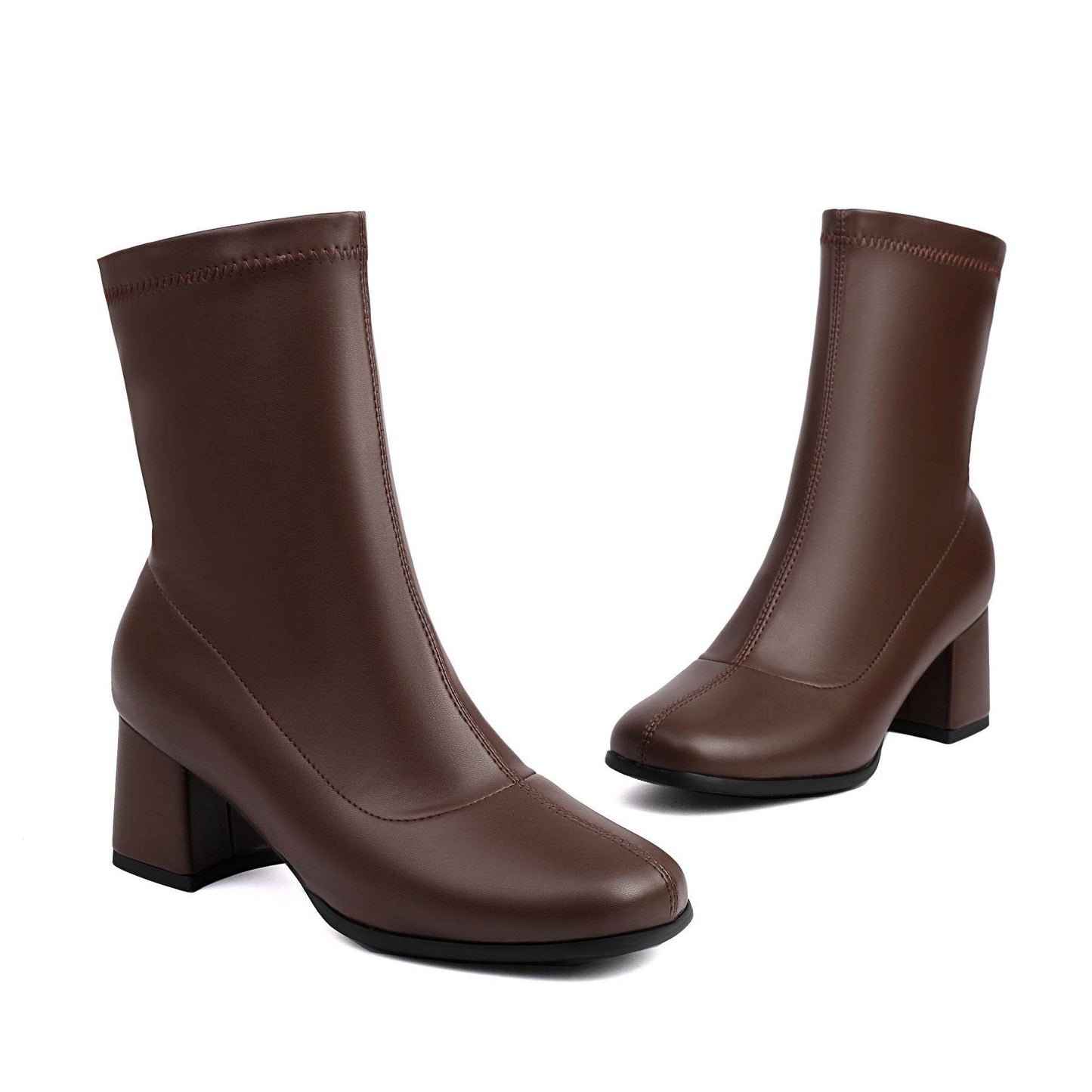 Elegant Plus Size Ankle Boots - Low Heel, Versatile Zipper for Style - Buy Center