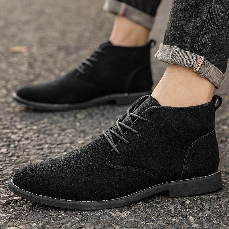 Retro British Men's Business Boots - Stylish PU Leather High Tops - Buy Center