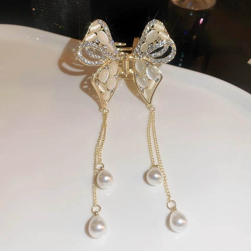 Elegant Golden Pearl Tassel Hairpin - Wedding Hair Jewelry for Women - Buy Center