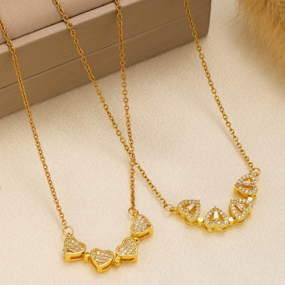 Fashionable Heart-Shaped Necklace - 4-in-1 Clover Design for Women - Buy Center