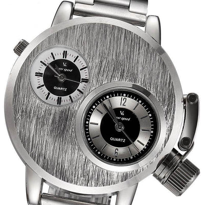 Buycenter Large Double-Movement Quartz Watch for Men - Stainless Steel - Buy Center