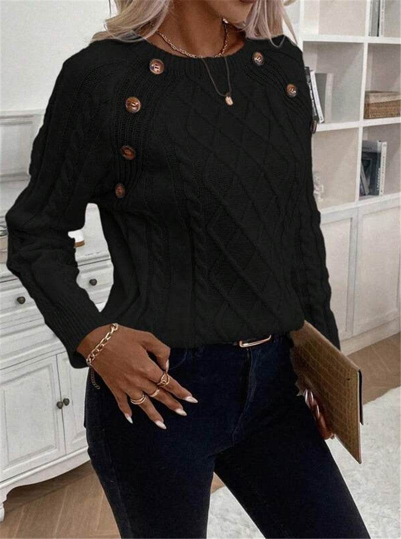 Twisted Pullover Round Neck Sweater - Loose Fit in Stylish Colors - Buy Center