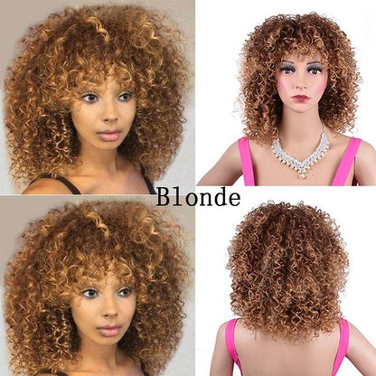 Synthetic Afro Curly Wig for Black Women - High Temp Silk, Stylish Bangs - Buy Center