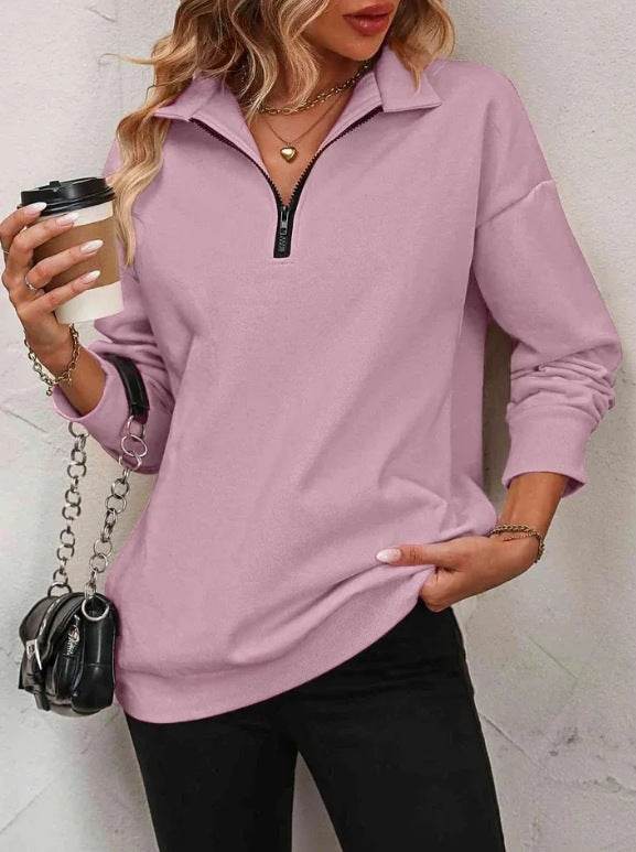 Buycenter Women's Fashion Pullover Sweatshirt - Long Sleeve Zipper Style - Buy Center