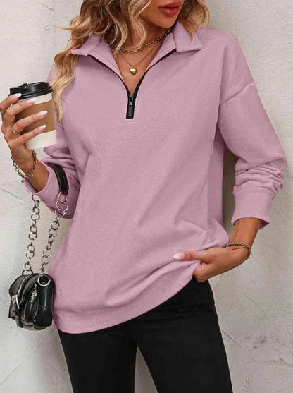 Buycenter Women's Fashion Pullover Sweatshirt - Long Sleeve Zipper Style - Buy Center