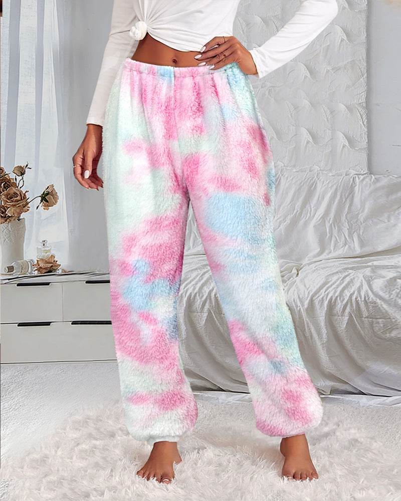 Buycenter Women's Fleece Tie-Dye Pants - Double-Sided Comfort - Buy Center
