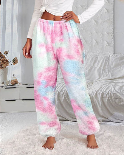 Buycenter Women's Fleece Tie-Dye Pants - Double-Sided Comfort - Buy Center