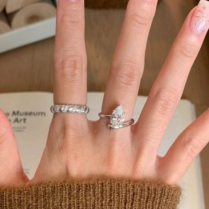 High-Grade Retro Copper Open Ring - Stylish Drop-Shaped Design for Women - Buy Center