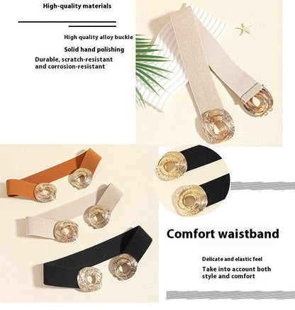 Women's Bohemian Metal Circle Belt - Adjustable Elastic Fashion Accessory - Buy Center