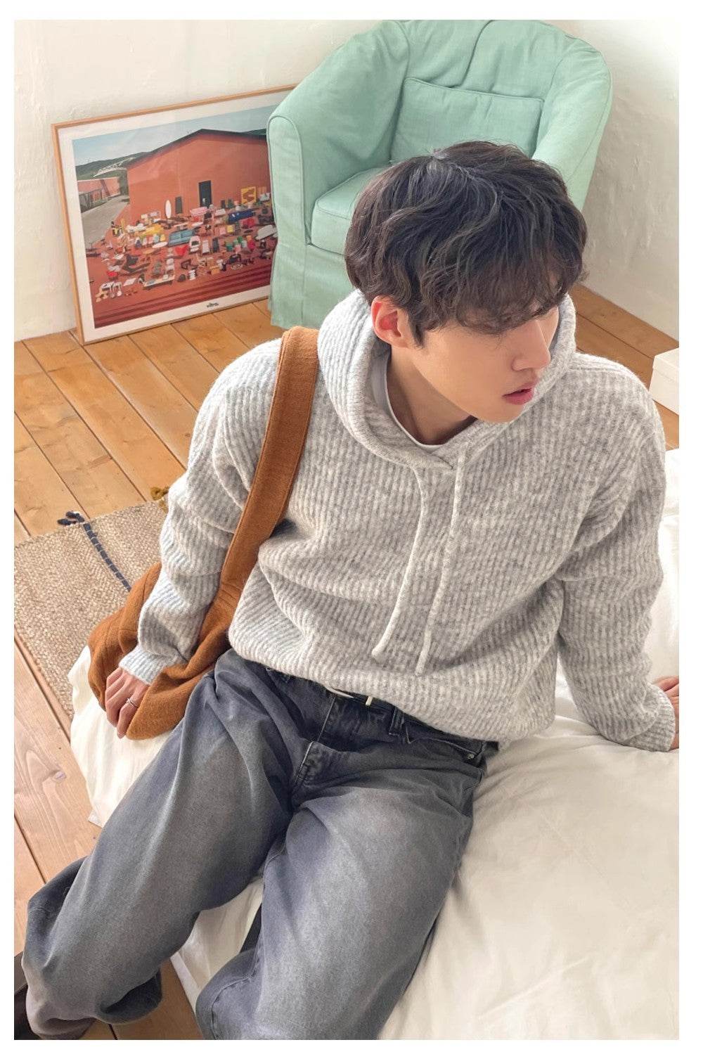 Slouchy Thick Fluffy Sweater Jacket - Korean Style for Men 2025 - Buy Center