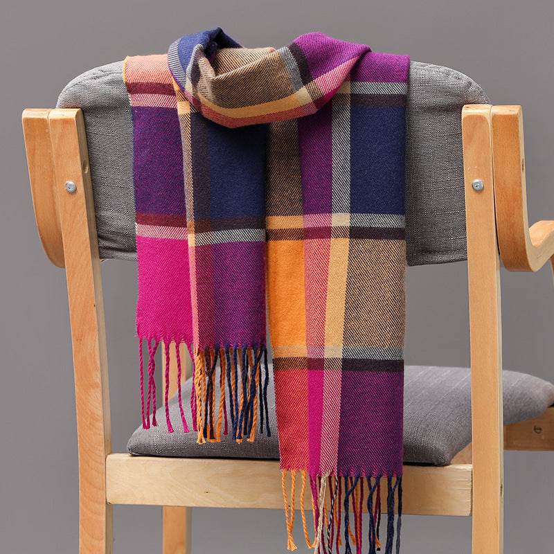 British Plaid Cashmere Scarf - Stylish Tassels, Perfect for Couples & Families - Buy Center