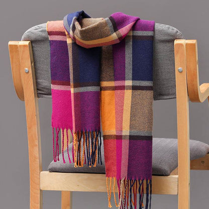 British Plaid Cashmere Scarf - Stylish Tassels, Perfect for Couples & Families - Buy Center