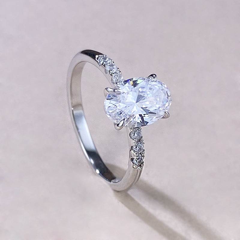 Buycenter S925 Sterling Silver Big Diamond Ring - Minimalist Unisex Design - Buy Center