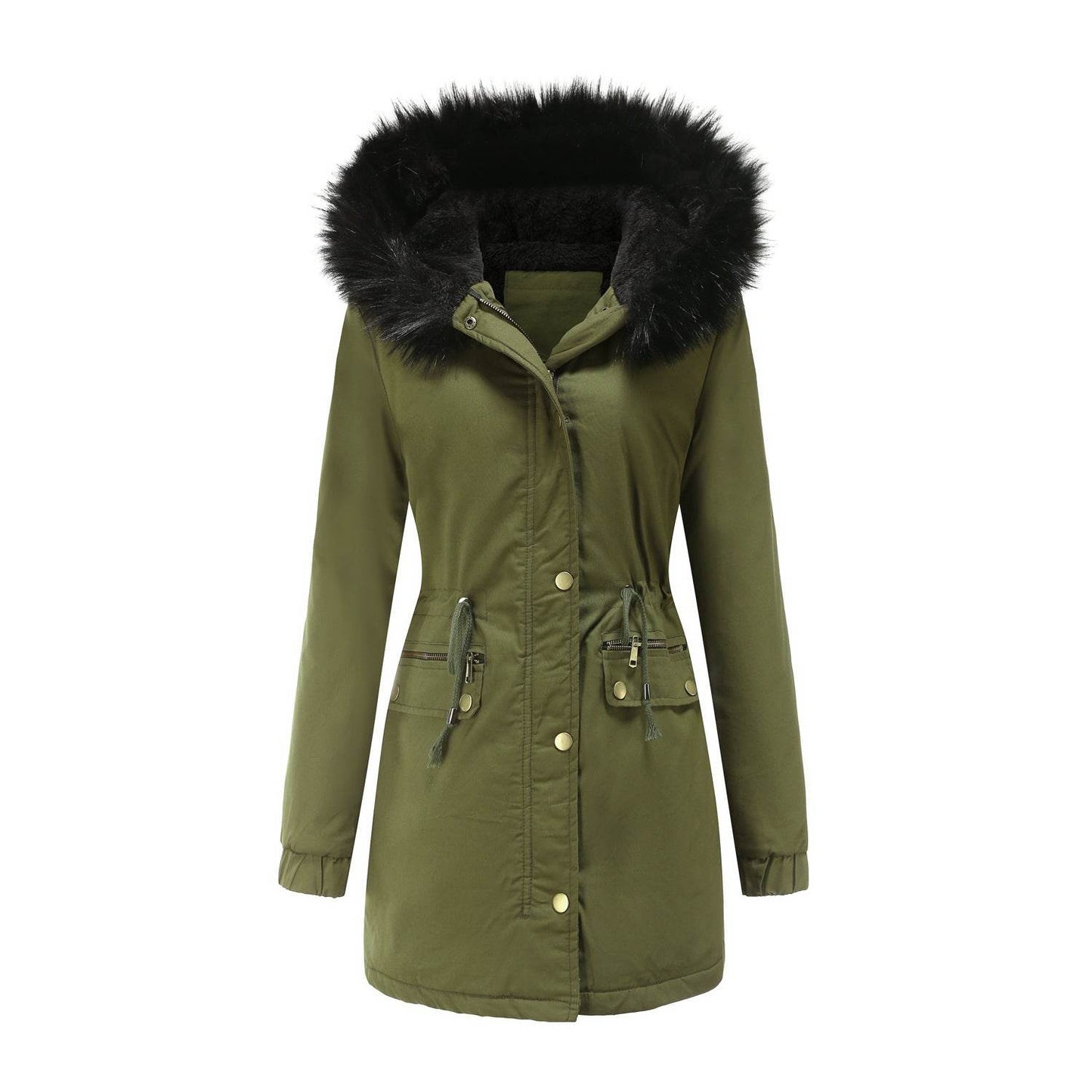 Women's Mid-Length Fur Collar Coat - Stylish Padded Jacket for Commuting - Buy Center