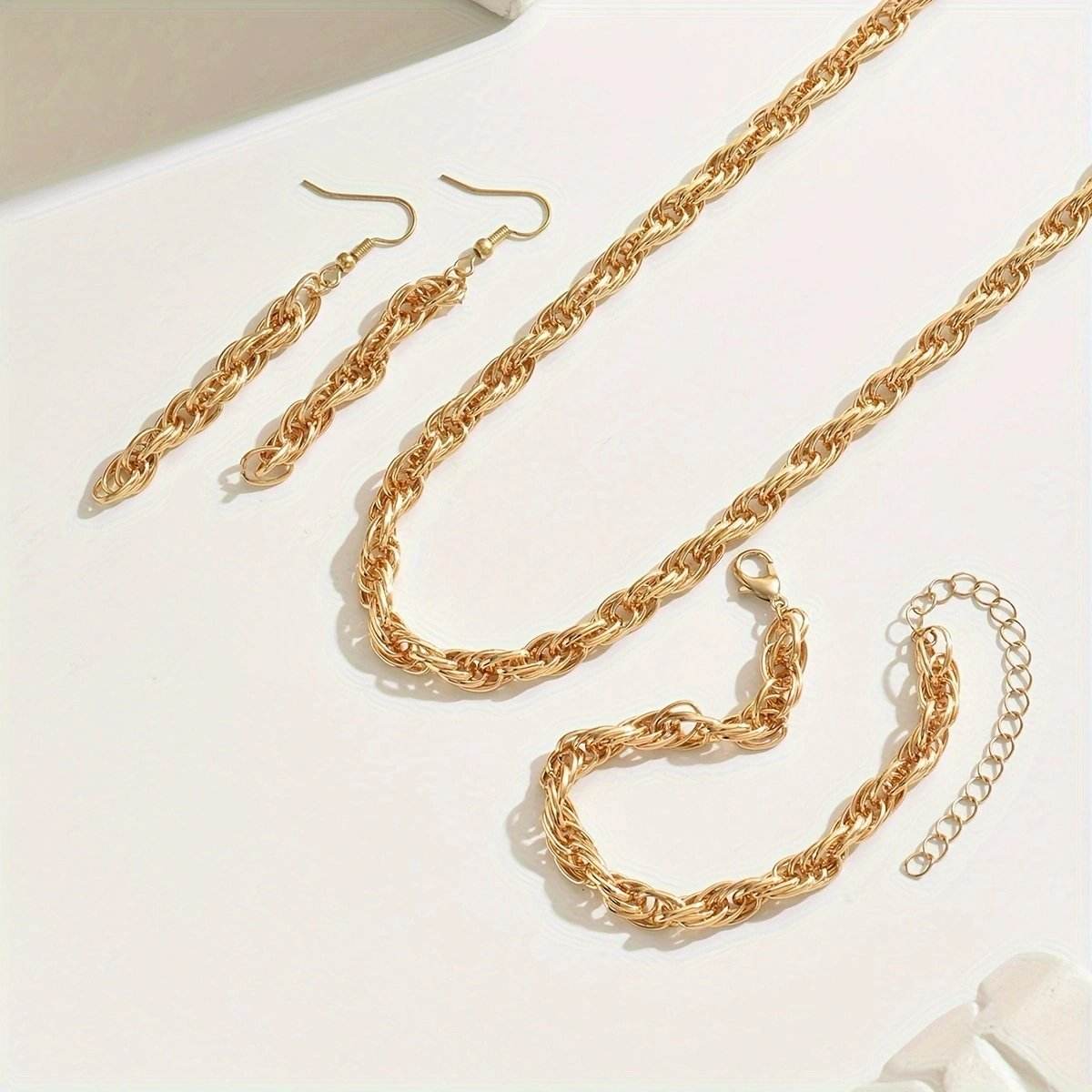 Buy Center 14K Gold Plated Jewelry Set - Necklace, Bracelet & Earrings - Buy Center