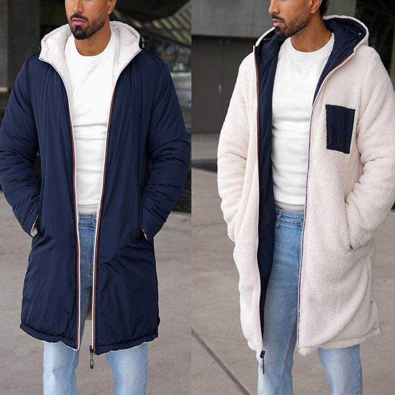 Men's Autumn Winter Hooded Zipper Jacket - Double-Sided Warmth & Style - Buy Center