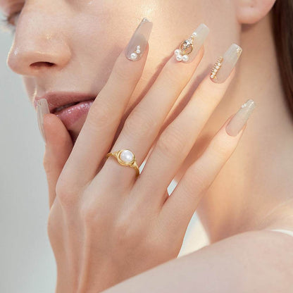 Elegant 925 Silver Baroque Freshwater Pearl Ring - Modern Stylish Design - Buy Center